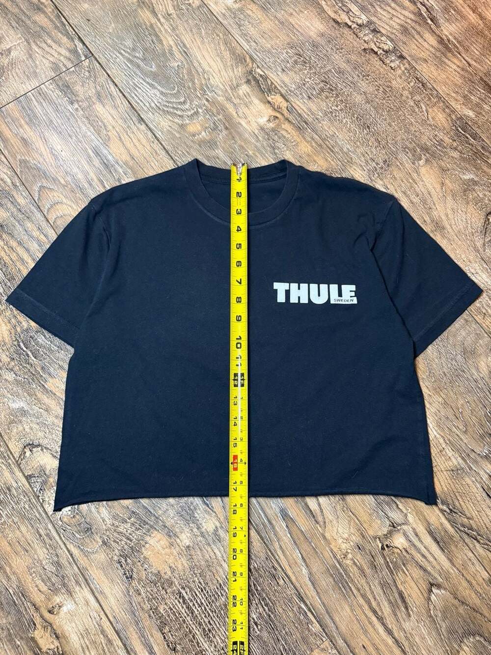Thule Sweden 'Bring Your Life' Graphic Cropped Black T-Shirt